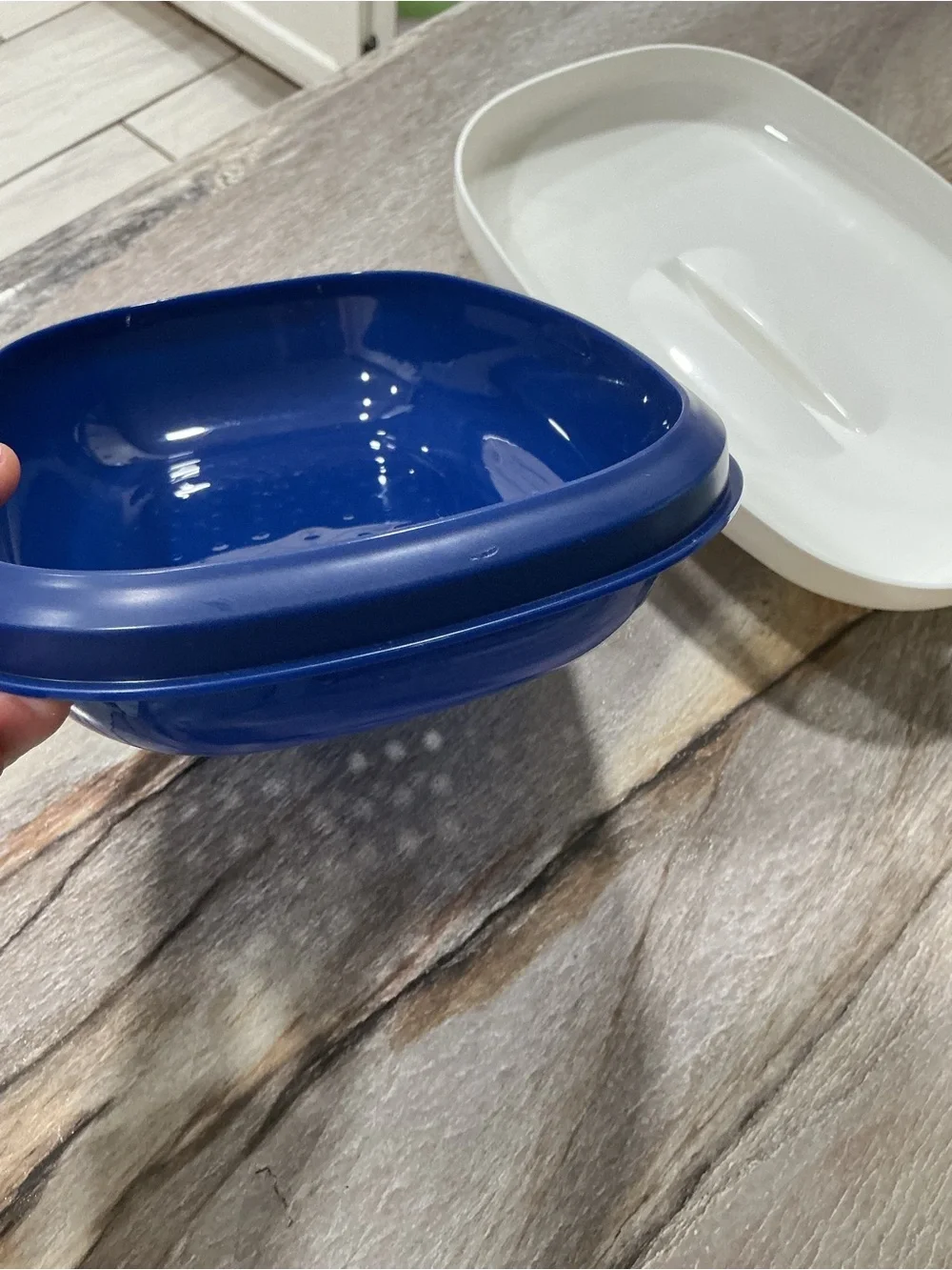 Vtg Tupperware 1274 Microwave Steamer Basket & Lid 1275 Blue White Replacement